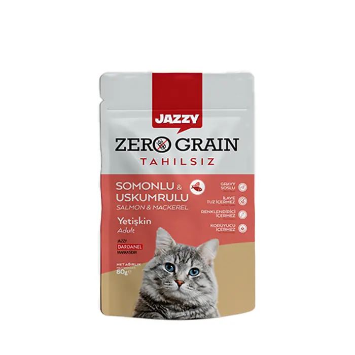 Dardanel Jazzy Somonlu Uskumrulu Kedi Yaş Maması 80gr